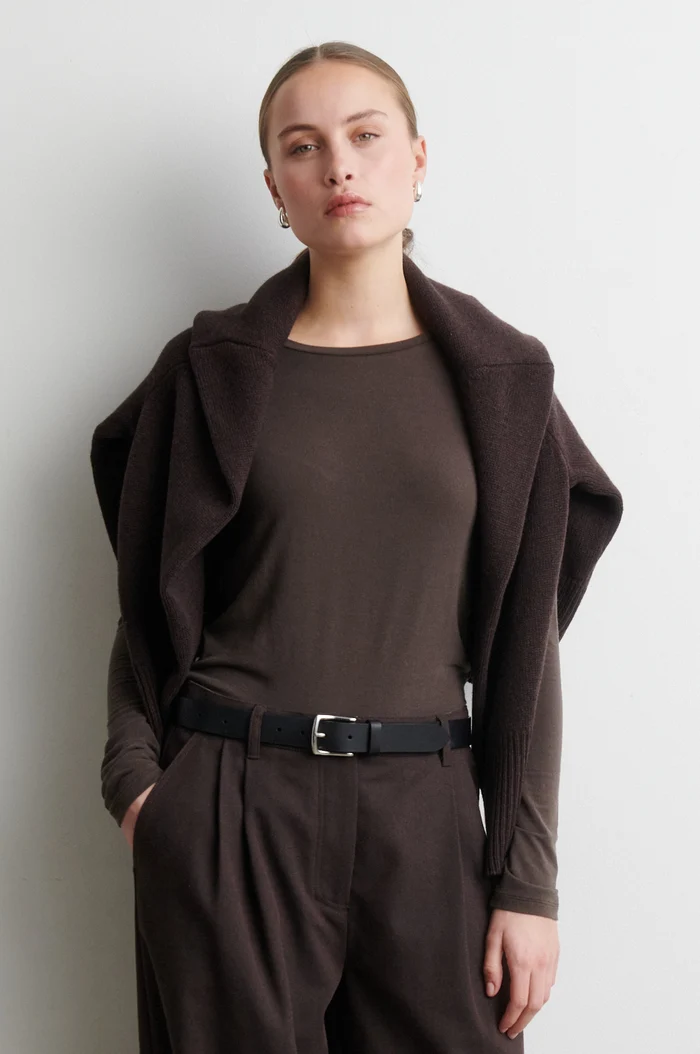 Second Female Matima O-neck tee Dark brown