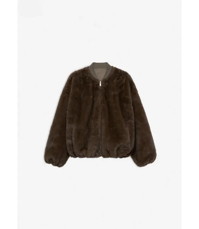 Studio AR Etta faux mink jas Choco
