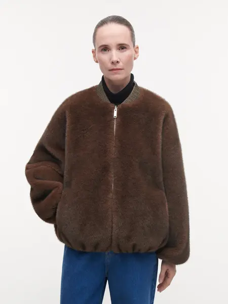 Studio AR Etta faux mink jas Choco