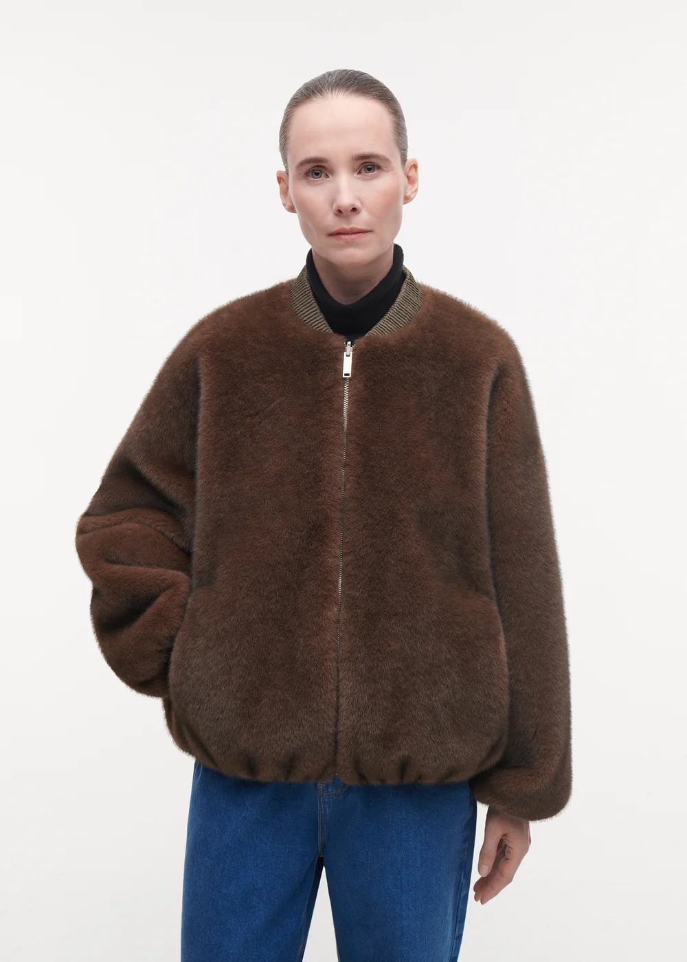 Studio AR Etta faux mink jas Choco