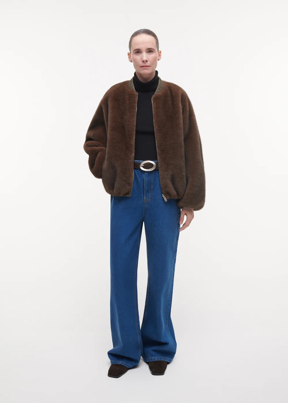 Studio AR Etta faux mink jas Choco