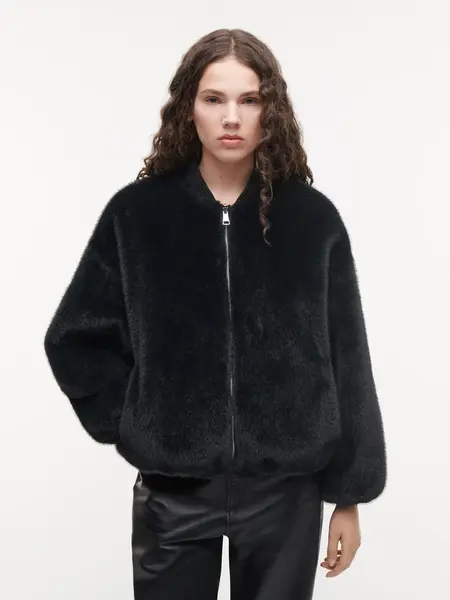 Studio AR Etta faux mink jas Dark grey