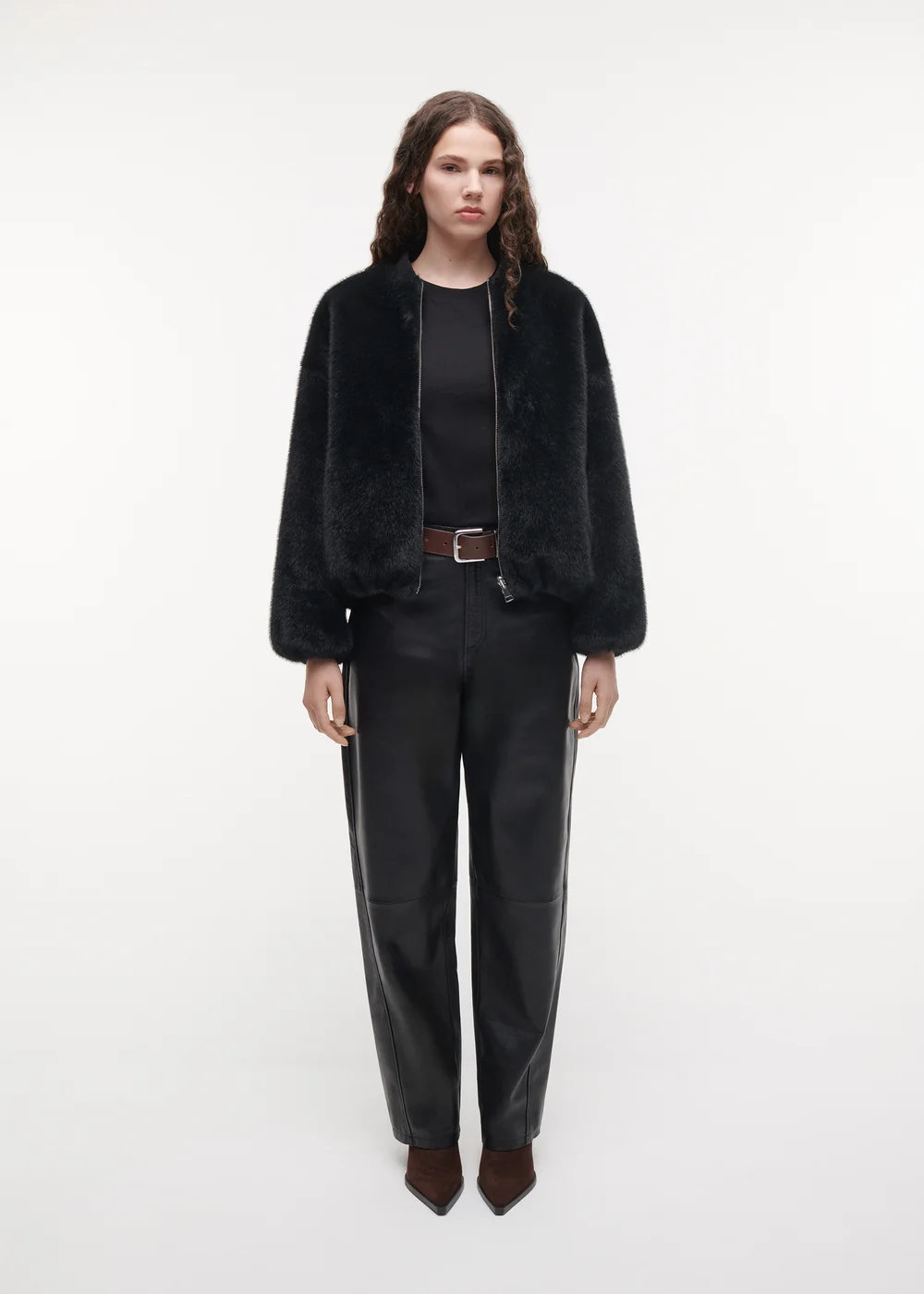 Studio AR Etta faux mink jas Dark grey