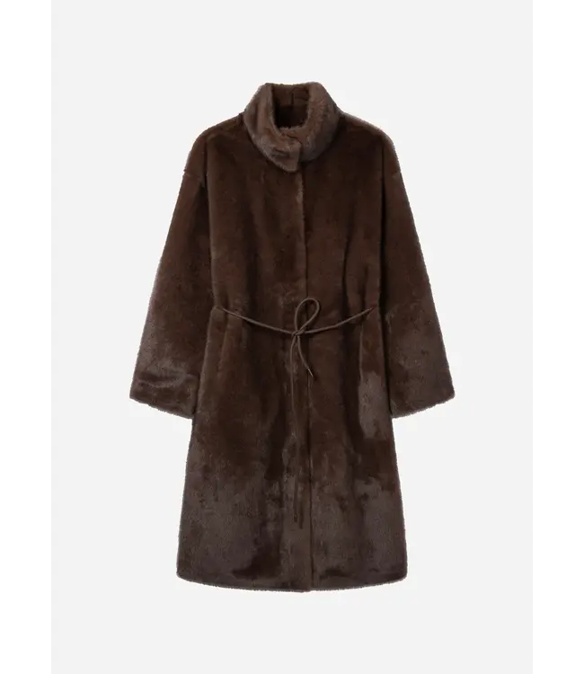 Studio AR Freja faux mink jas Choco