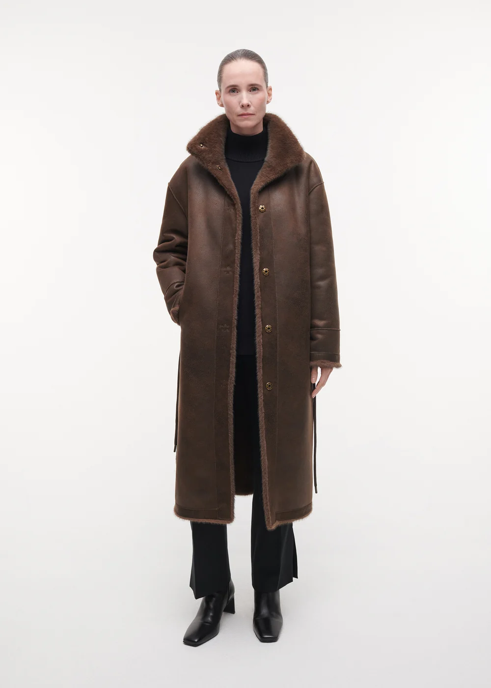 Studio AR Freja faux mink jas Choco