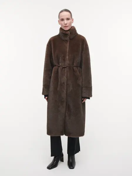 Studio AR Freja faux mink jas Choco