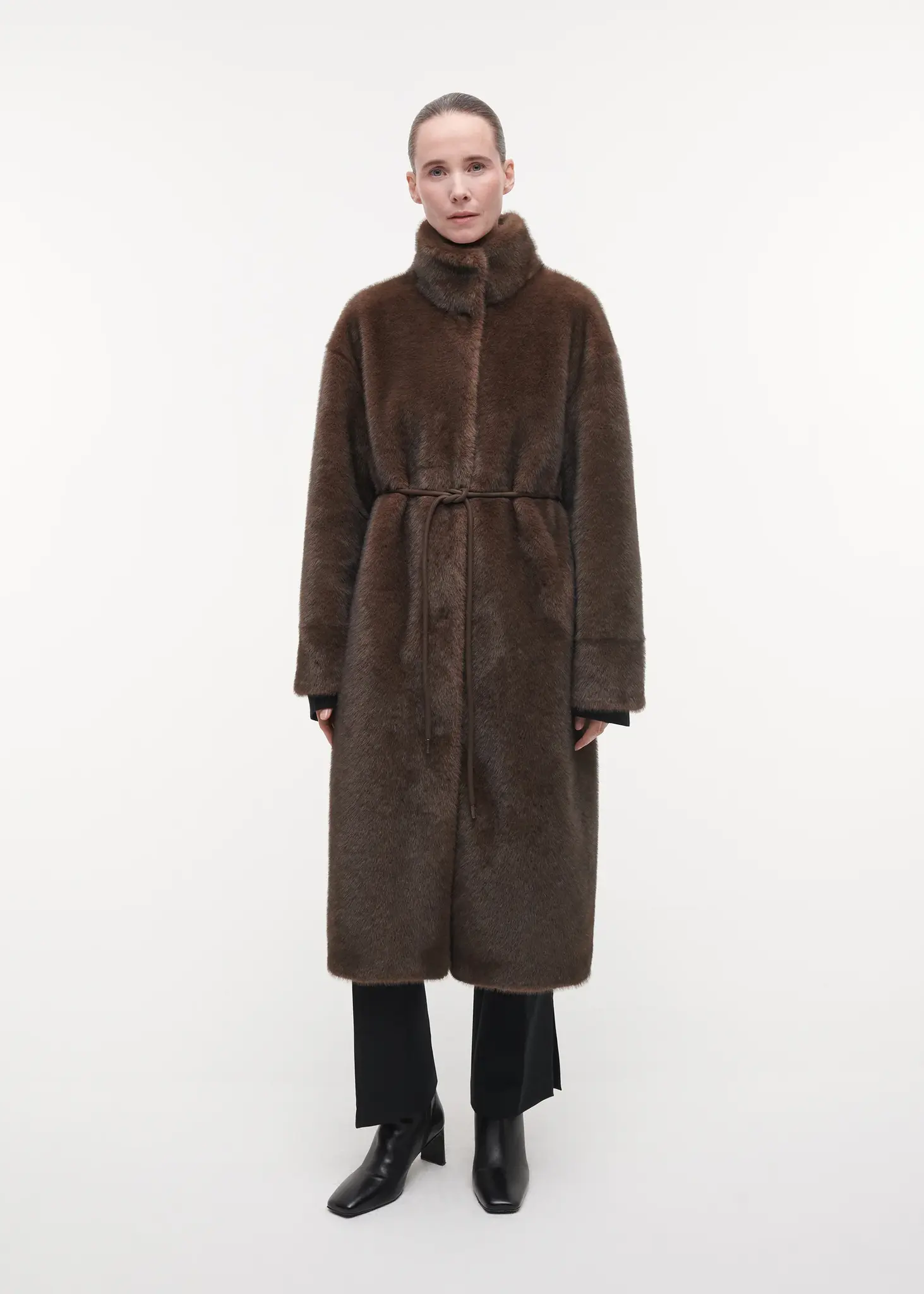 Studio AR Freja faux mink jas Choco