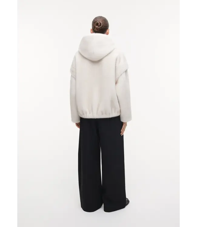 Studio AR Isadee faux mink jas Ecru