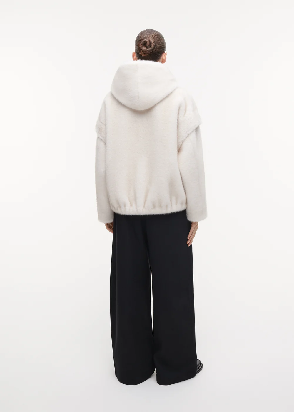 Studio AR Isadee faux mink jas Ecru