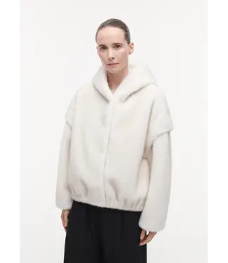 Studio AR Isadee faux mink jas Ecru