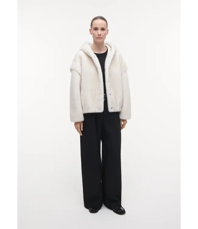 Studio AR Isadee faux mink jas Ecru
