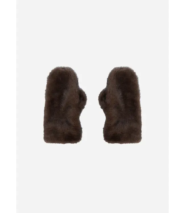 Studio AR Evalyn faux mink Mittens Choco