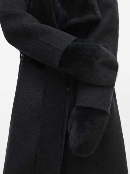 Studio AR Evalyn faux mink Mittens D.Grey