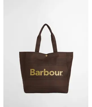 Barbour Overdyed telfield tartan tote bag Overdyed muted tartan
