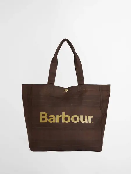 Barbour Overdyed telfield tartan tote bag Overdyed muted tartan