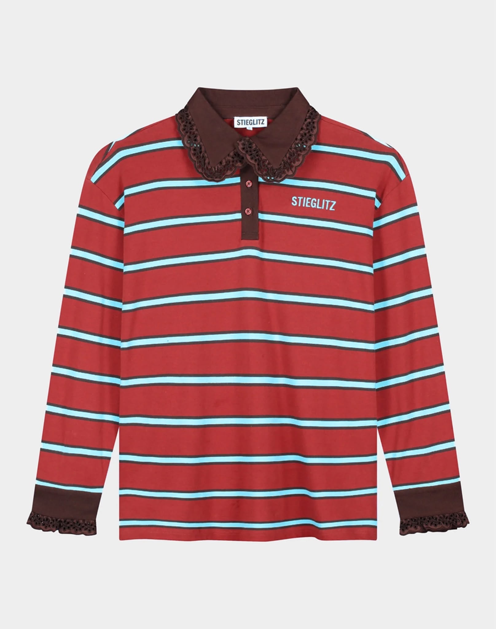 Stieglitz Cira polo longsleeve lace cuff Merlot