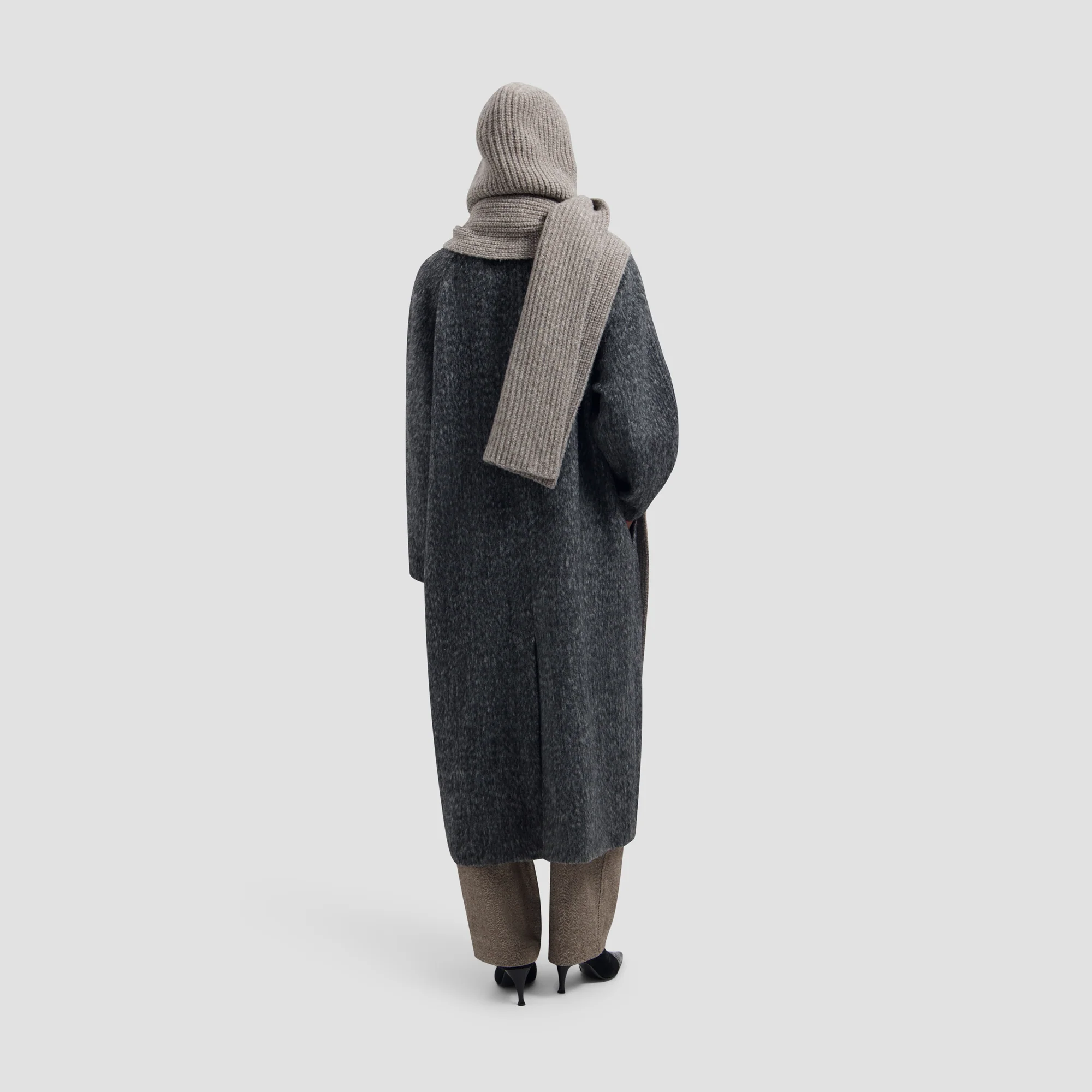 OLAF Wool hooded scarf Chocolate chip