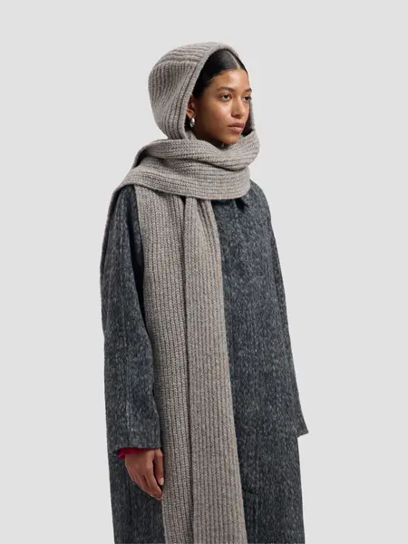 OLAF Wool hooded scarf Chocolate chip
