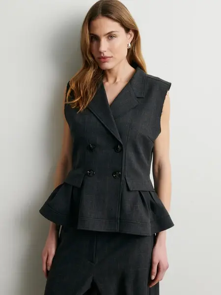 Second Female Anjou waistcoat Dark grey melange