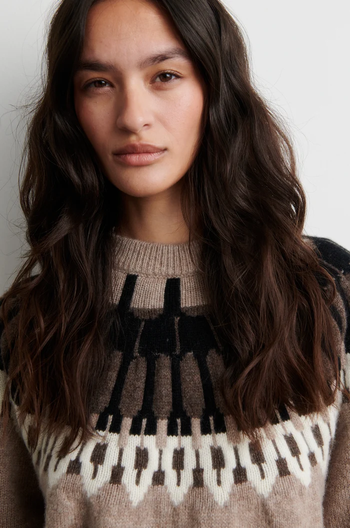 Second Female Arlo knit O-neck Beige melange