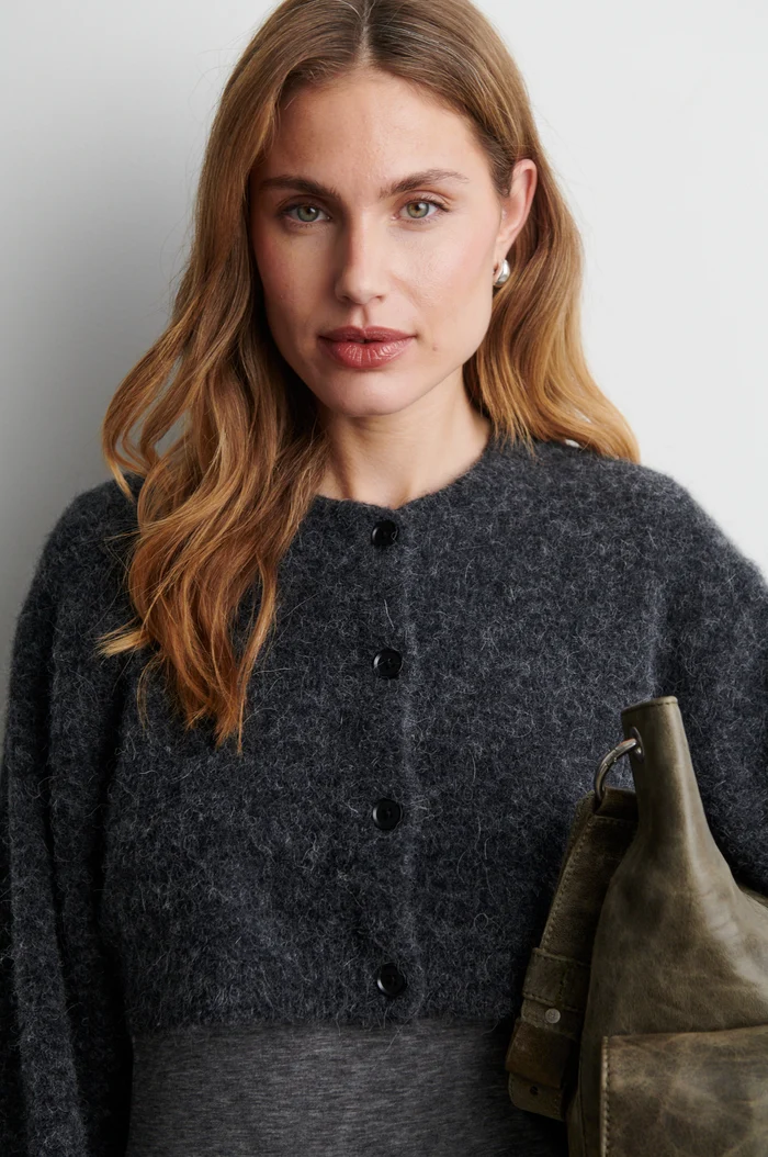 Second Female Verano knit bolero Dark grey melange