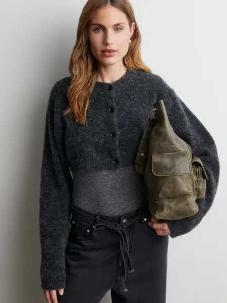 Second Female Verano knit bolero Dark grey melange