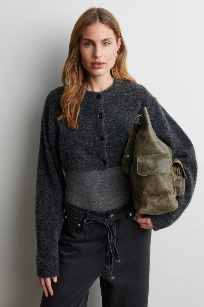 Second Female Verano knit bolero Dark grey melange