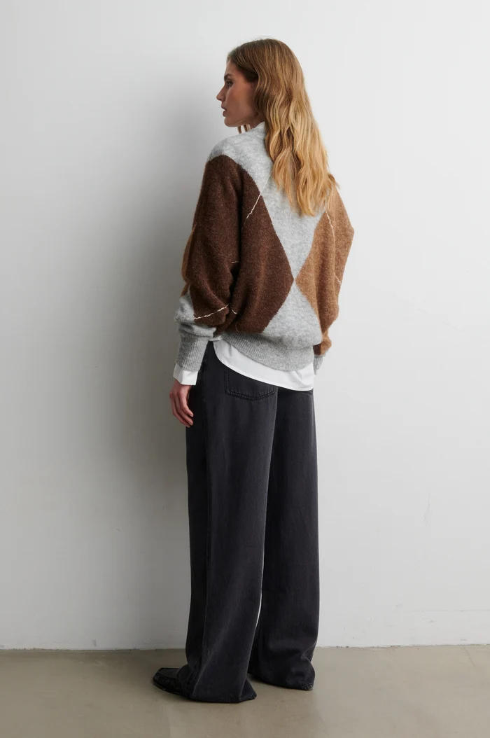 Second Female Forca knit V-neck Light grey melange