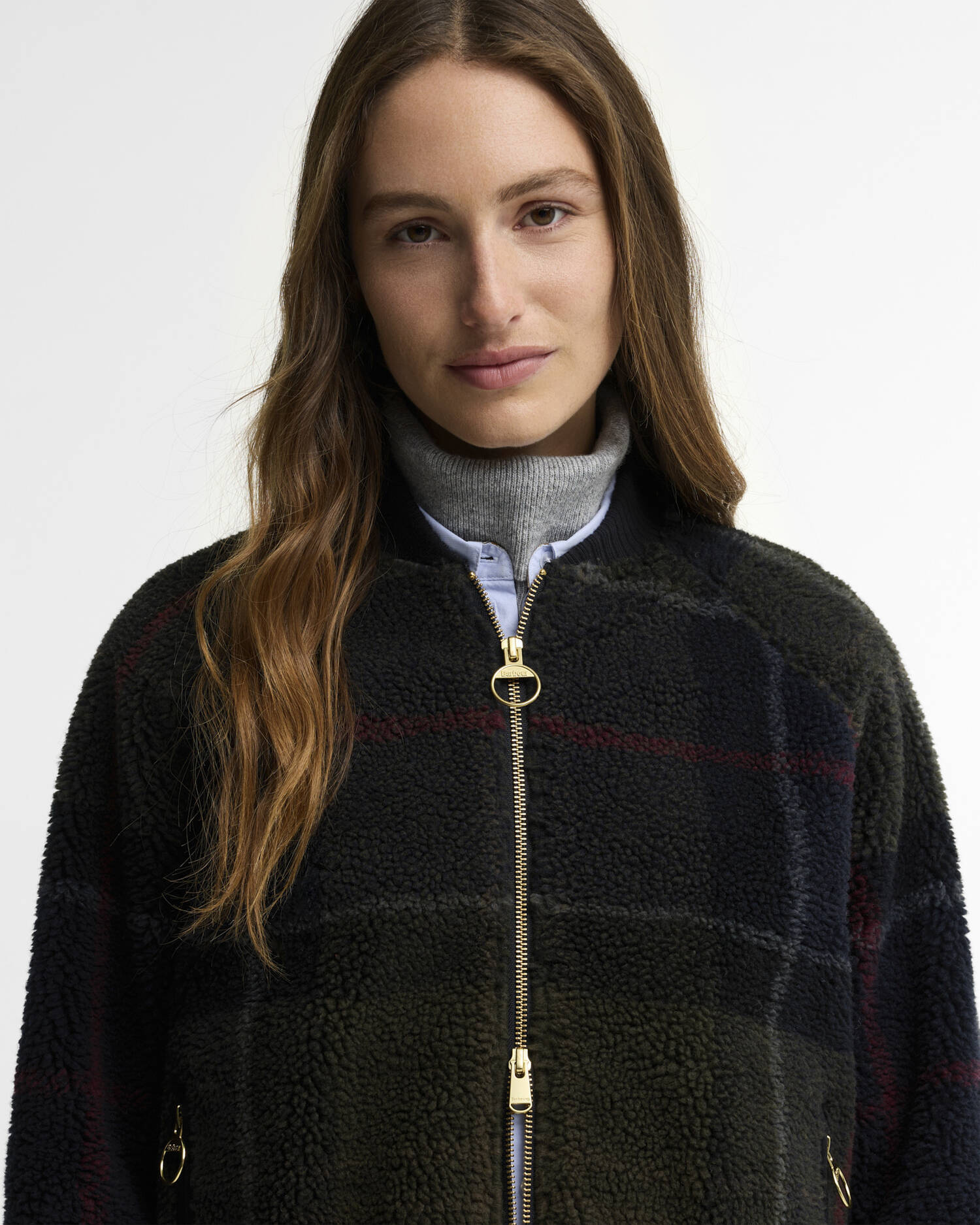Barbour Kirklees fleece jacket Shadow classic tartan