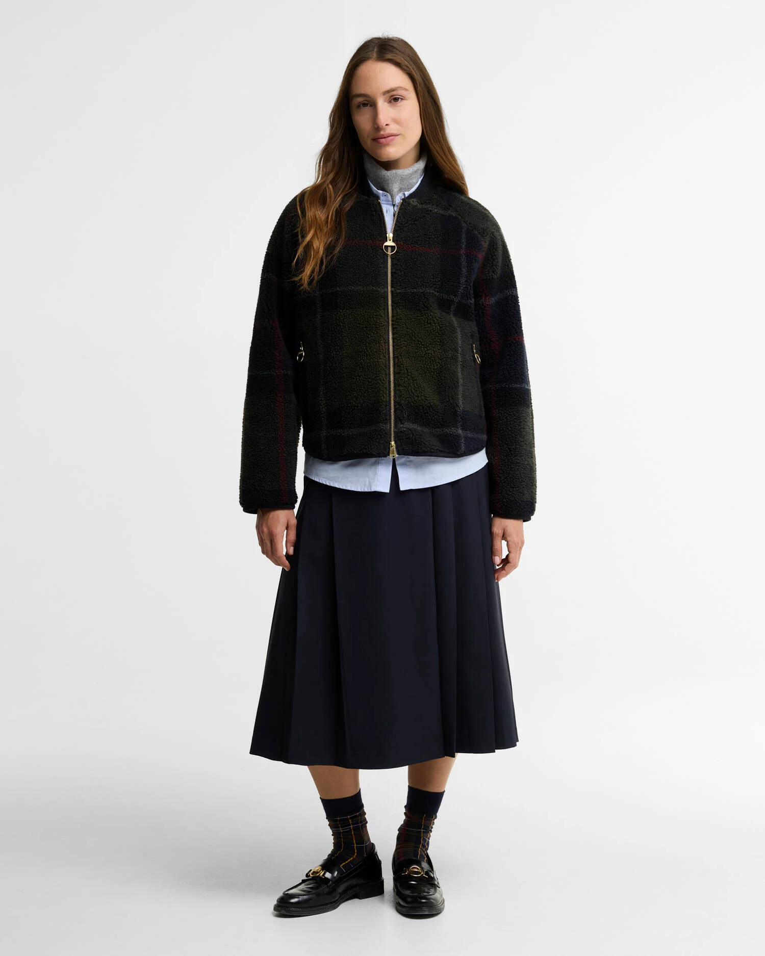 Barbour Kirklees fleece jacket Shadow classic tartan