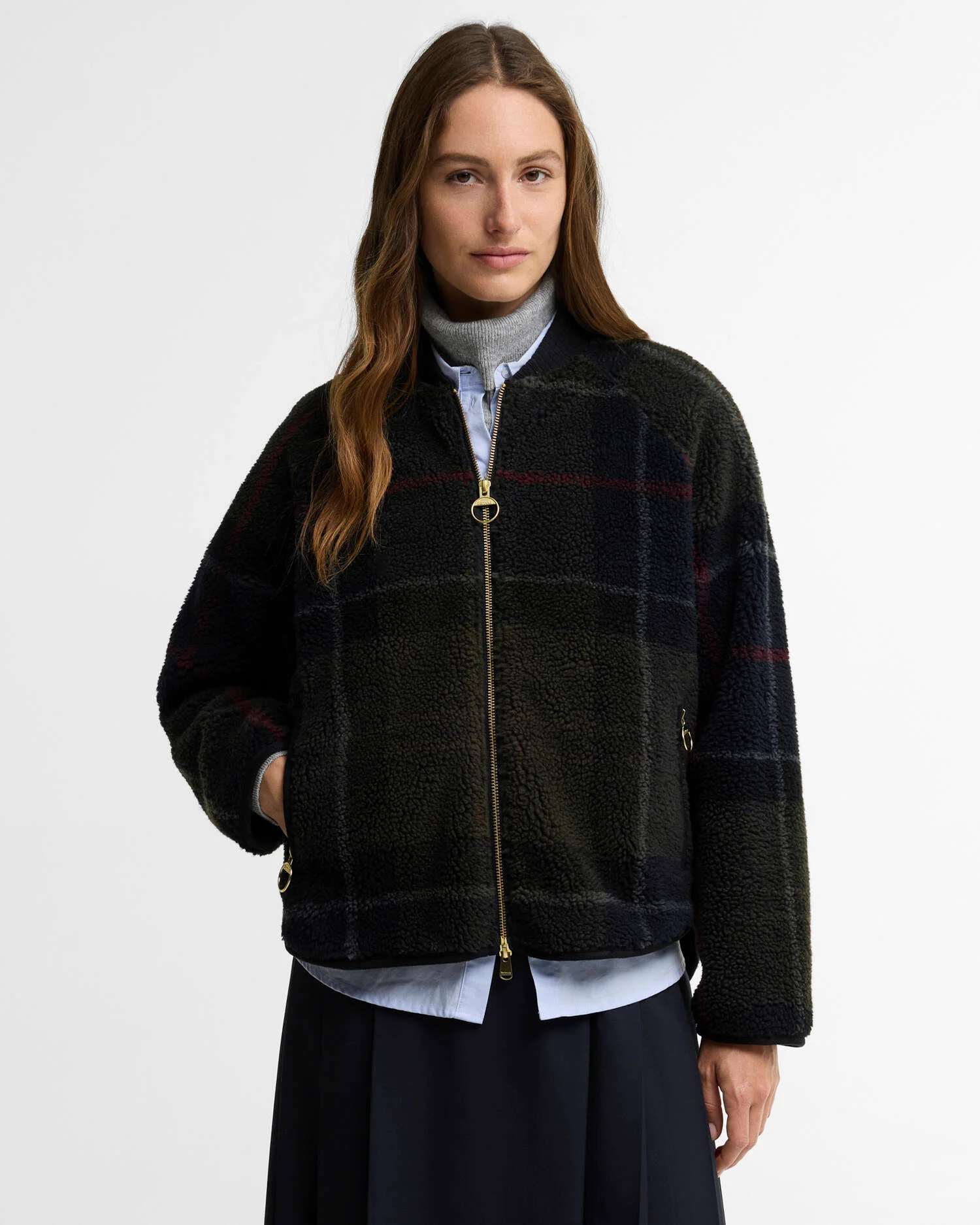 Barbour Kirklees fleece jacket Shadow classic tartan