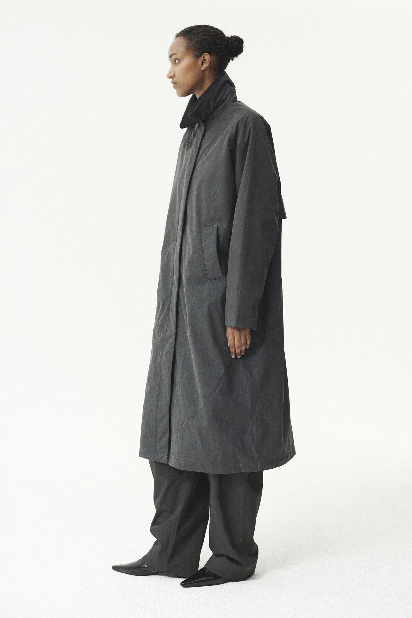 Welter Shelter Long coach washed jas Washed black