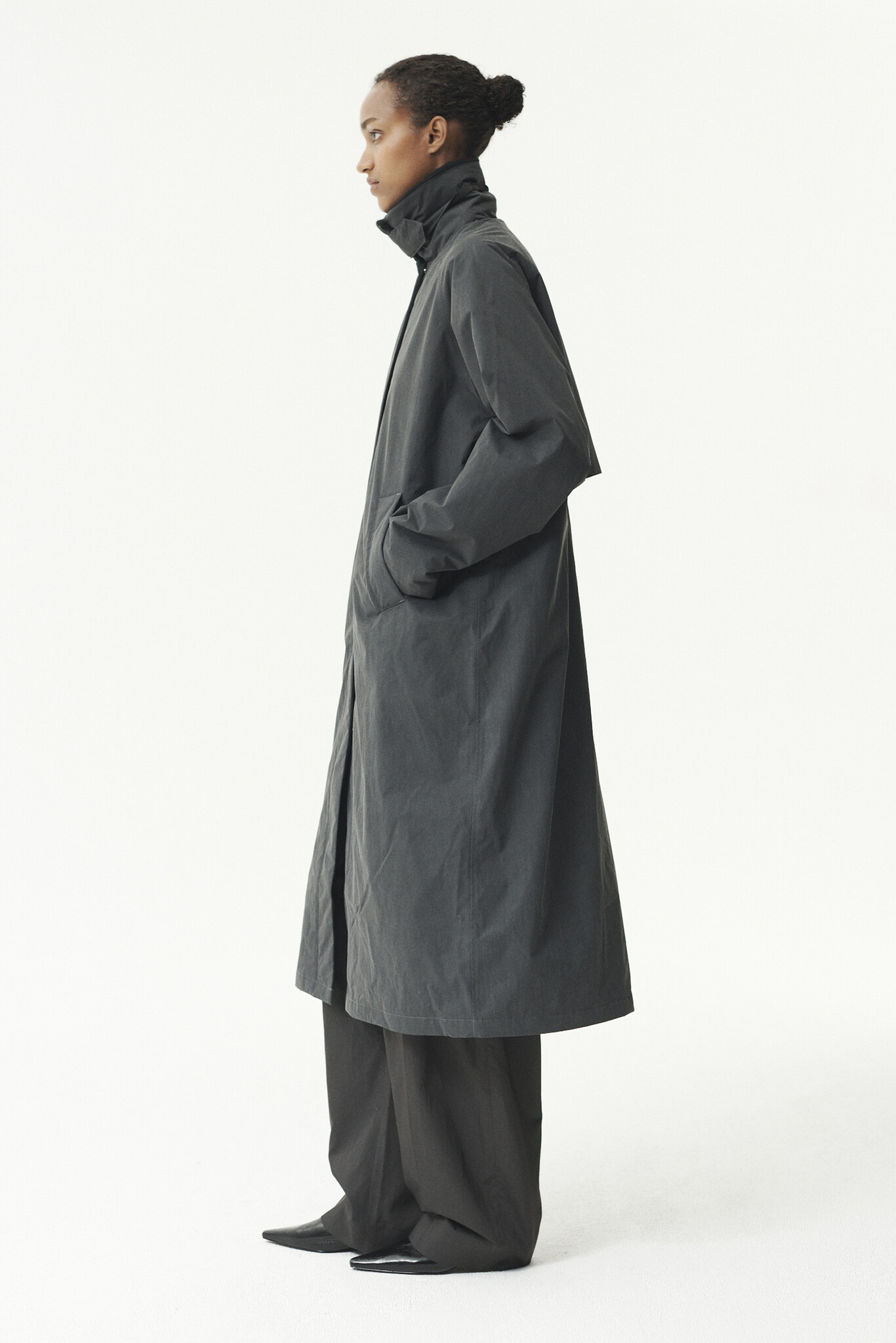 Welter Shelter Long coach washed jas Washed black