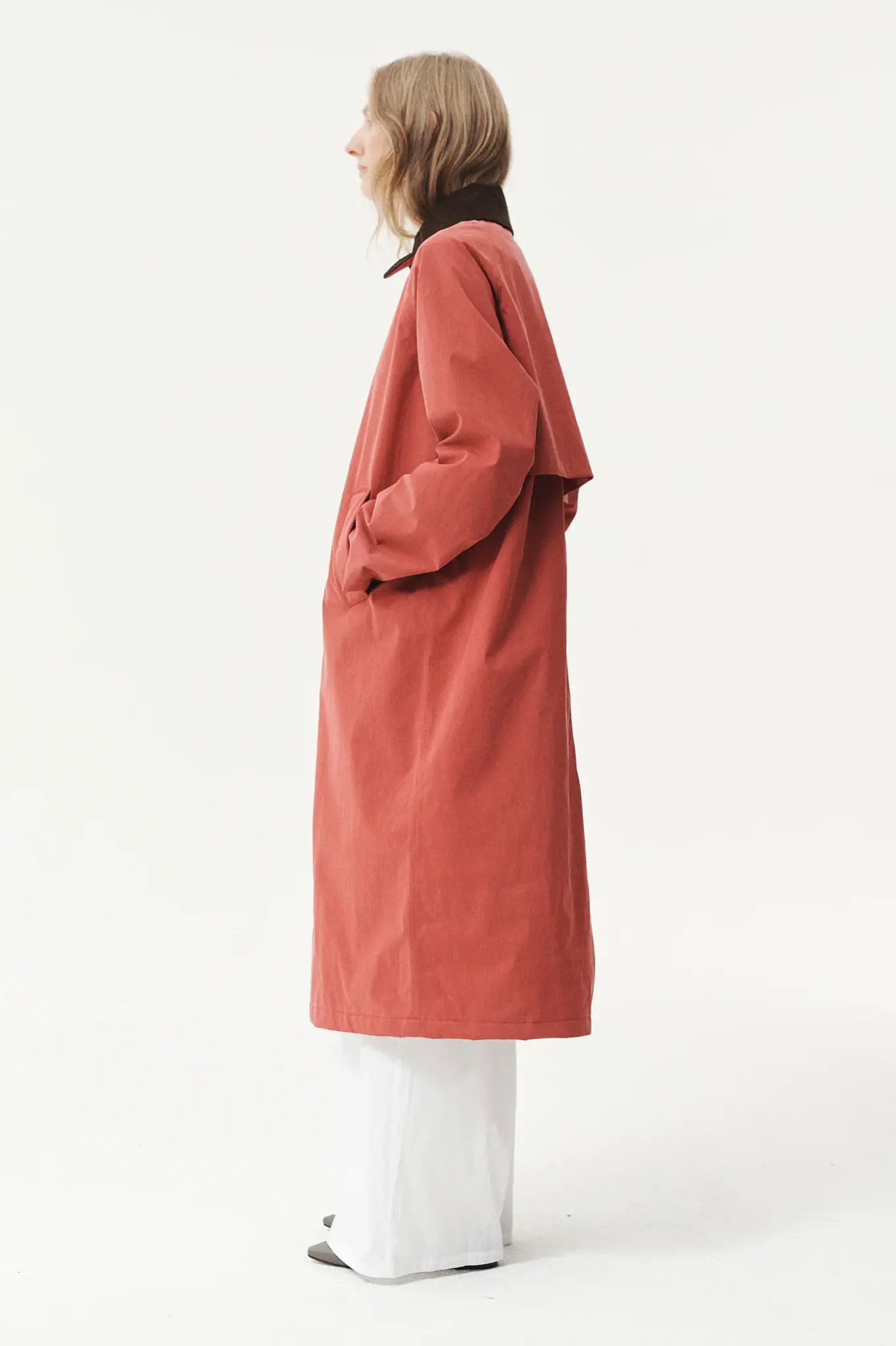 Welter Shelter Long coach washed tencel cordu jas Faded cherry