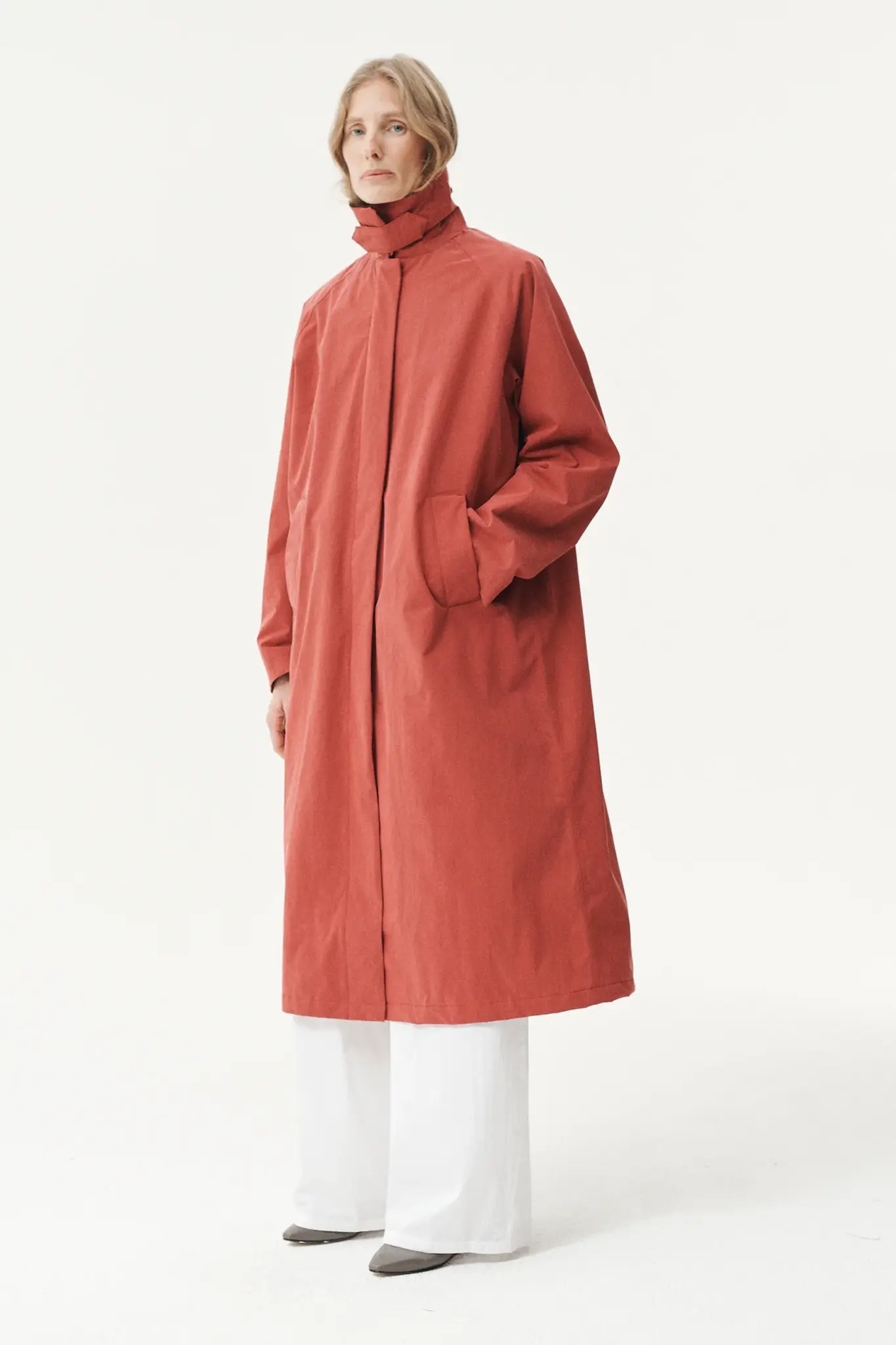 Welter Shelter Long coach washed tencel cordu jas Faded cherry