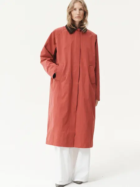 Welter Shelter Long coach washed tencel cordu jas Faded cherry