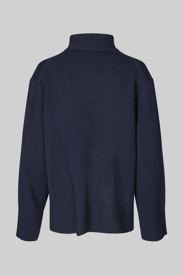 Second Female Alpha knit slit T-neck Night sky