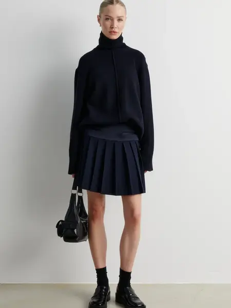Second Female Alpha knit slit T-neck Night sky