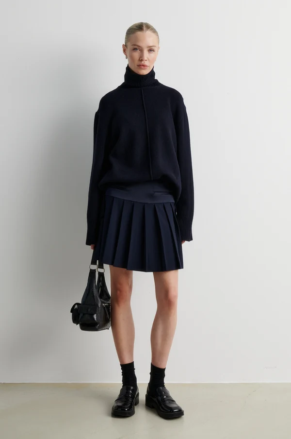 Second Female Alpha knit slit T-neck Night sky