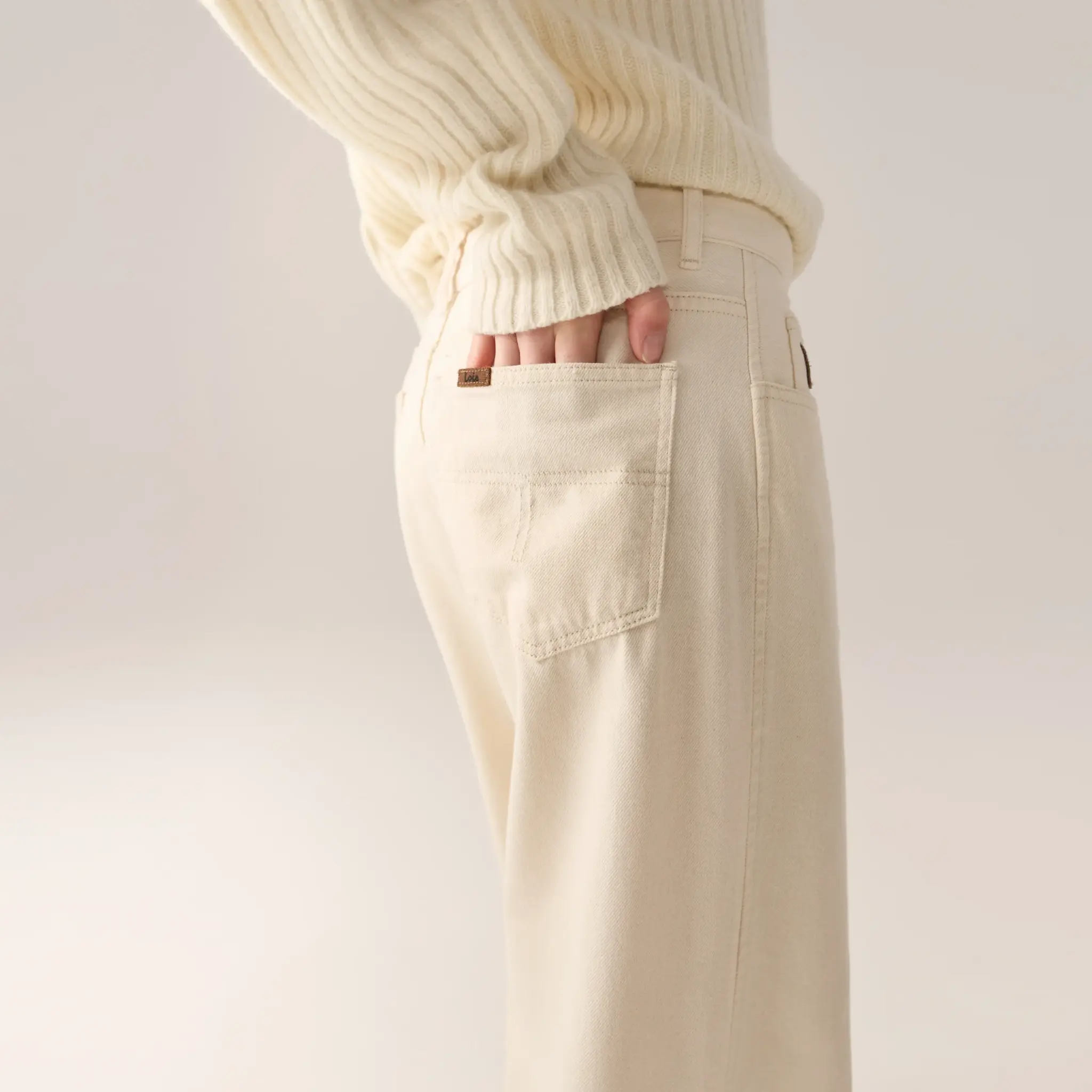 Lois Skater flare jeans Ecru wool Rinse