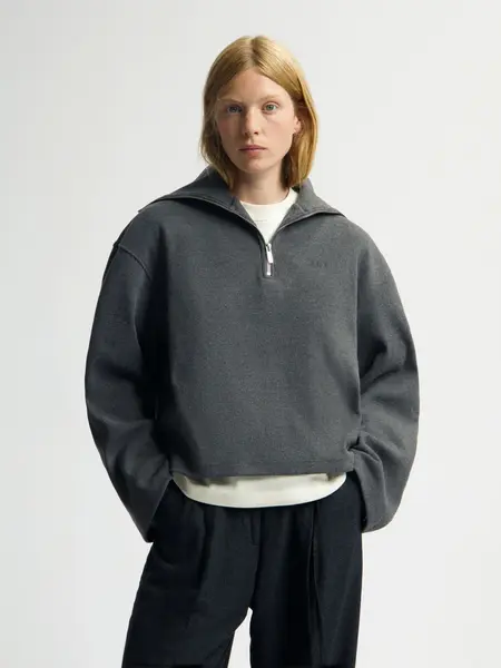 OLAF Half zip rib sweat Charcoal
