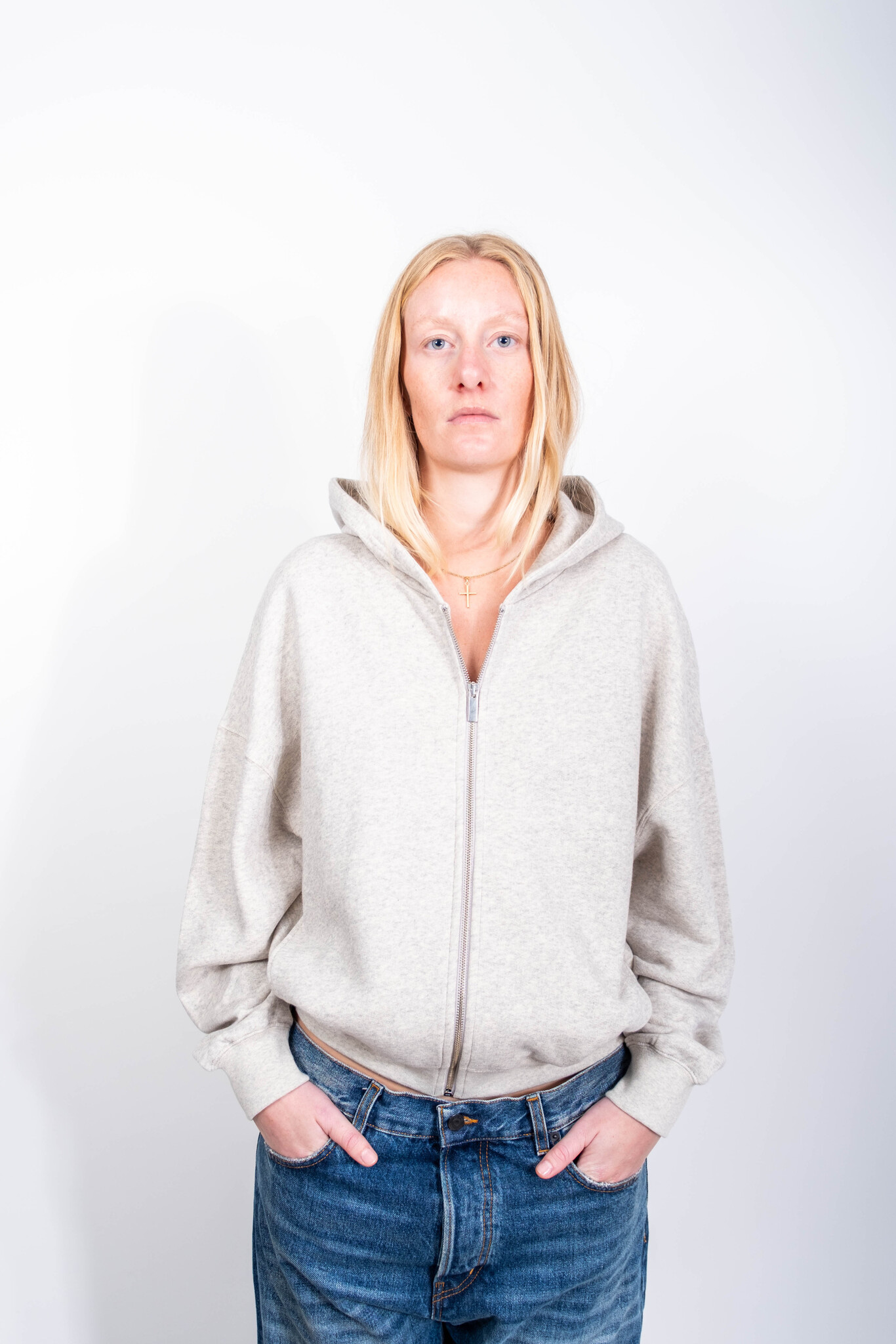 BLUE MORÉ Maud hooded zip sweater Grey Melange