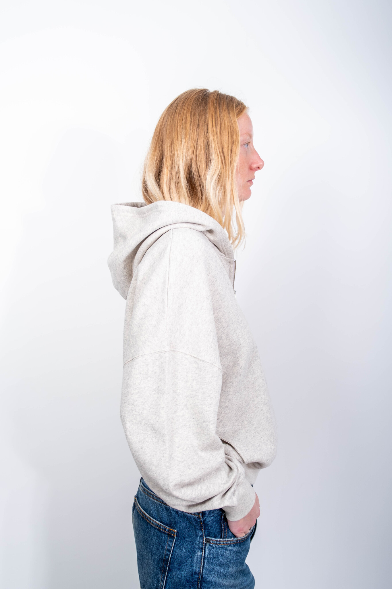 BLUE MORÉ Maud hooded zip sweater Grey Melange
