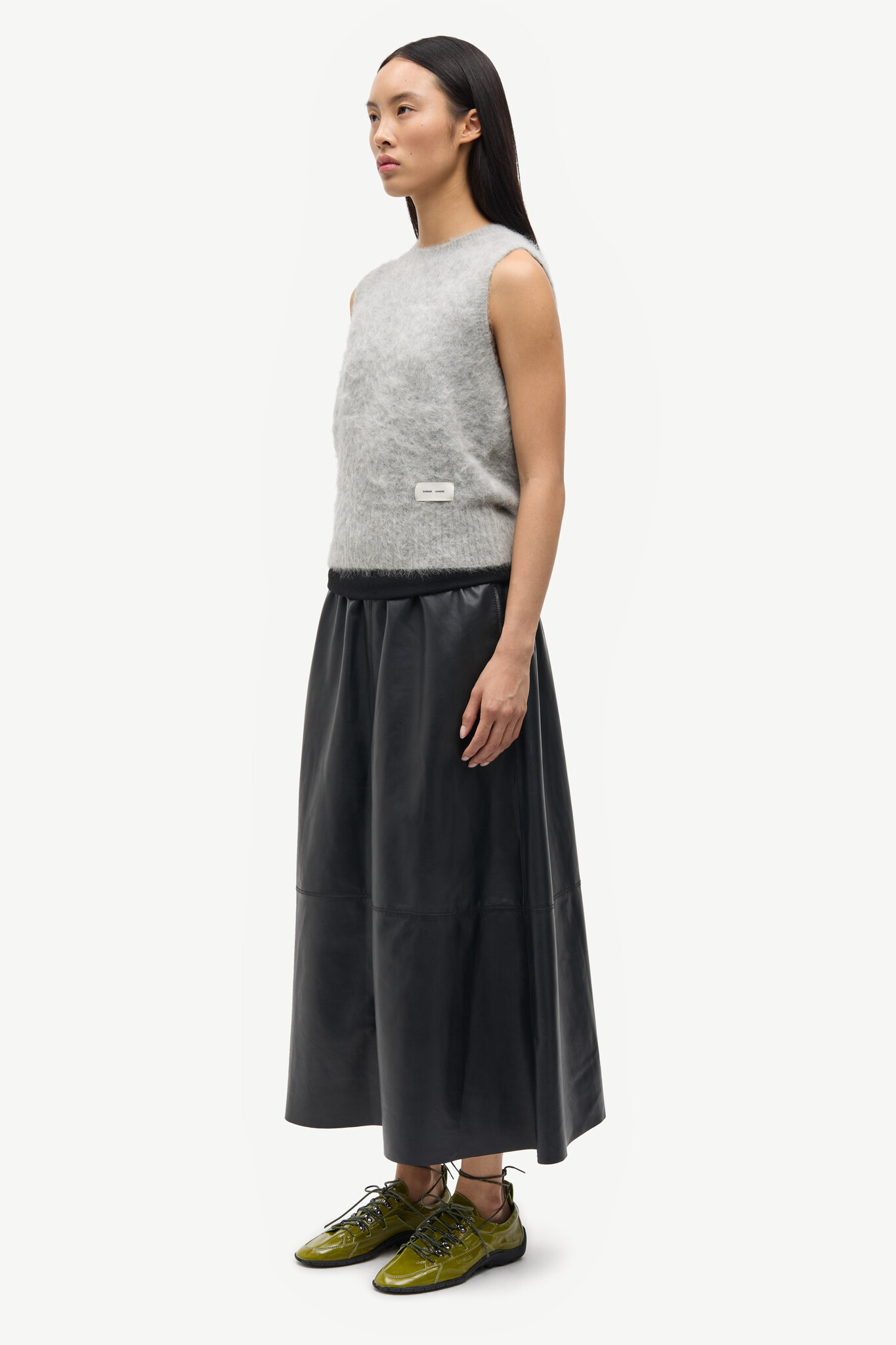 Samsoe Samsoe Sathea leather skirt Volcanic ash