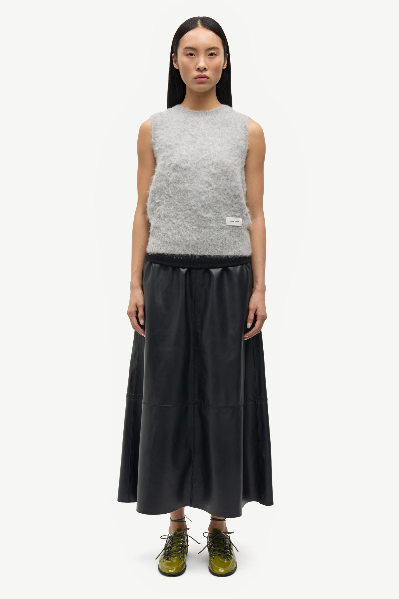 Samsoe Samsoe Sathea leather skirt Volcanic ash