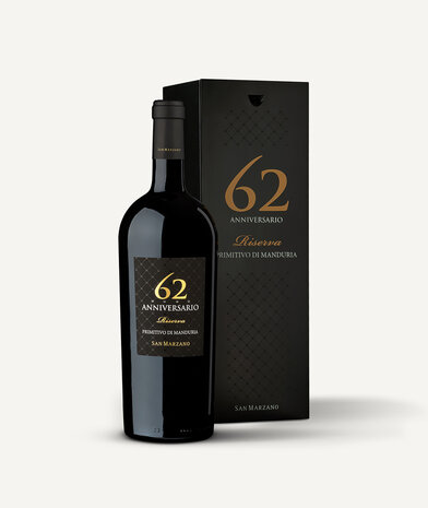 San Marzano  ANNIVERSARIO 62 RISERVA PRIMITIVO DI MANDURIA DOP 2019 (6.0 liter) San Marzano  ANNIVERSARIO 62 RISERVA PRIMITIVO DI MANDURIA DOP 2019 (6.0 liter)