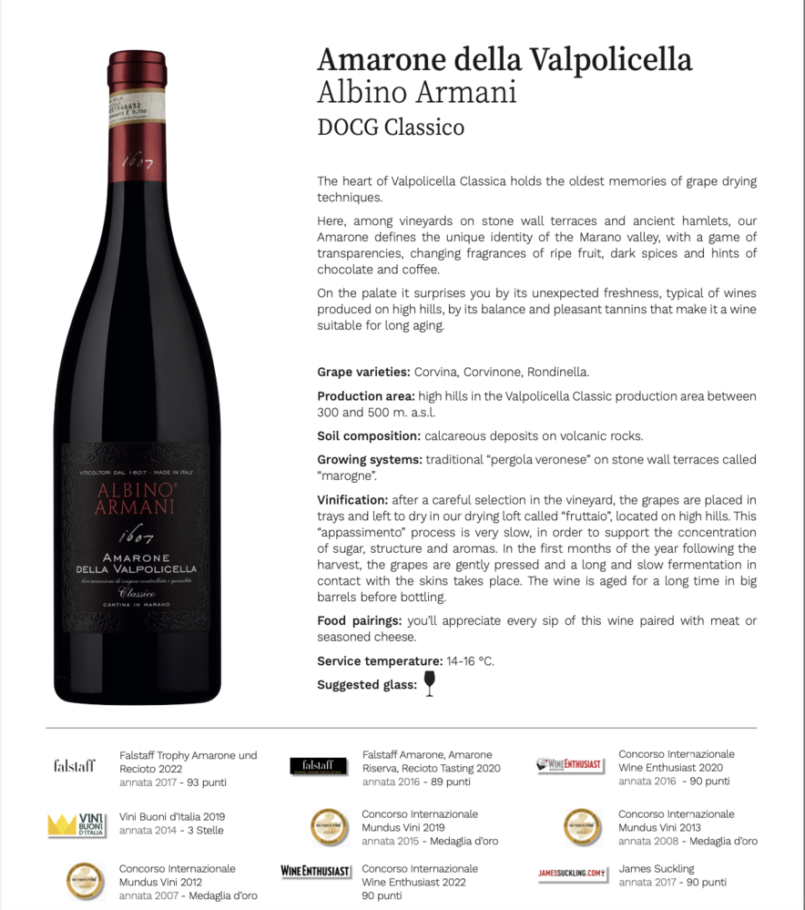 Albino Armani Amarone della Valpolicella 2020 Albino Armani Amarone della Valpolicella 2020