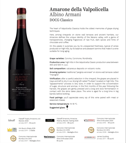 Albino Armani Amarone della Valpolicella 2020 Albino Armani Amarone della Valpolicella 2020