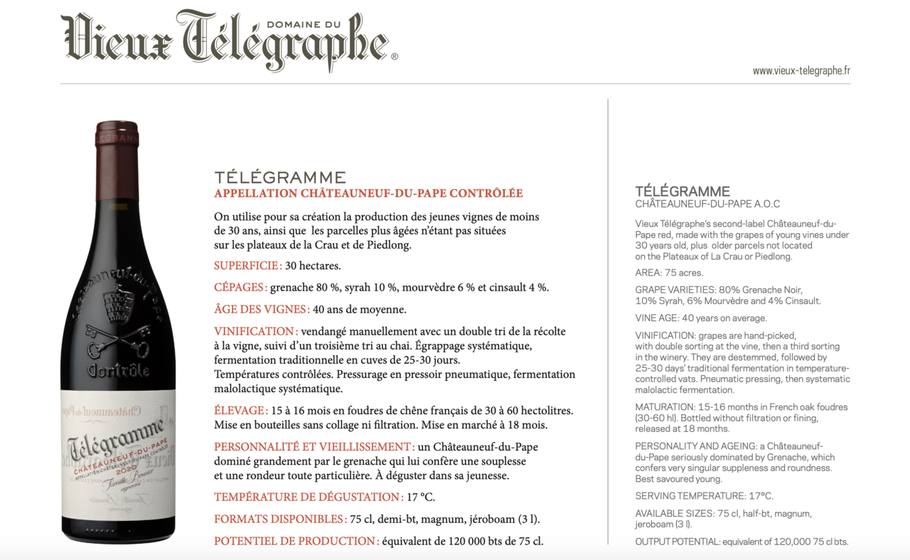 Fine & Rare Vieux Télégraphe Télégramme Châteauneuf du Pape 2021 Fine & Rare Vieux Télégraphe Télégramme Châteauneuf du Pape 2021