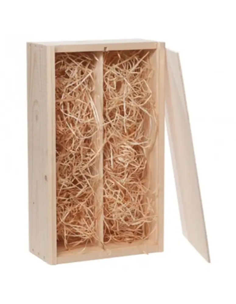 Cadeauverpakking wijnkist hout 2-vaks kist hout met schuifdeksel Cadeauverpakking wijnkist hout 2-vaks kist hout met schuifdeksel